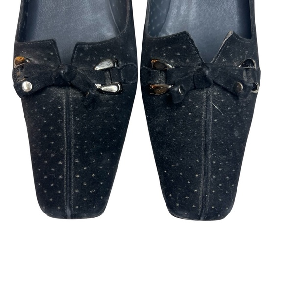 Stuart Weitzman Black Suede Square Toe Kitten Heel Size 8 N - Picture 3 of 15